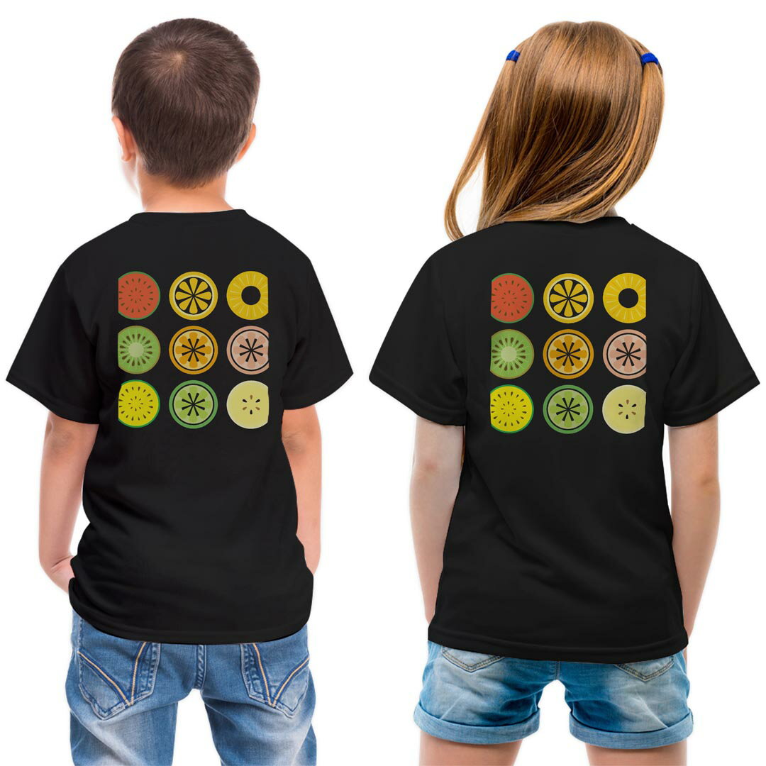 tシャツ キッズ バックプリント 半袖 黒地 ブラック デザイン 90 100 110 120 13 ...