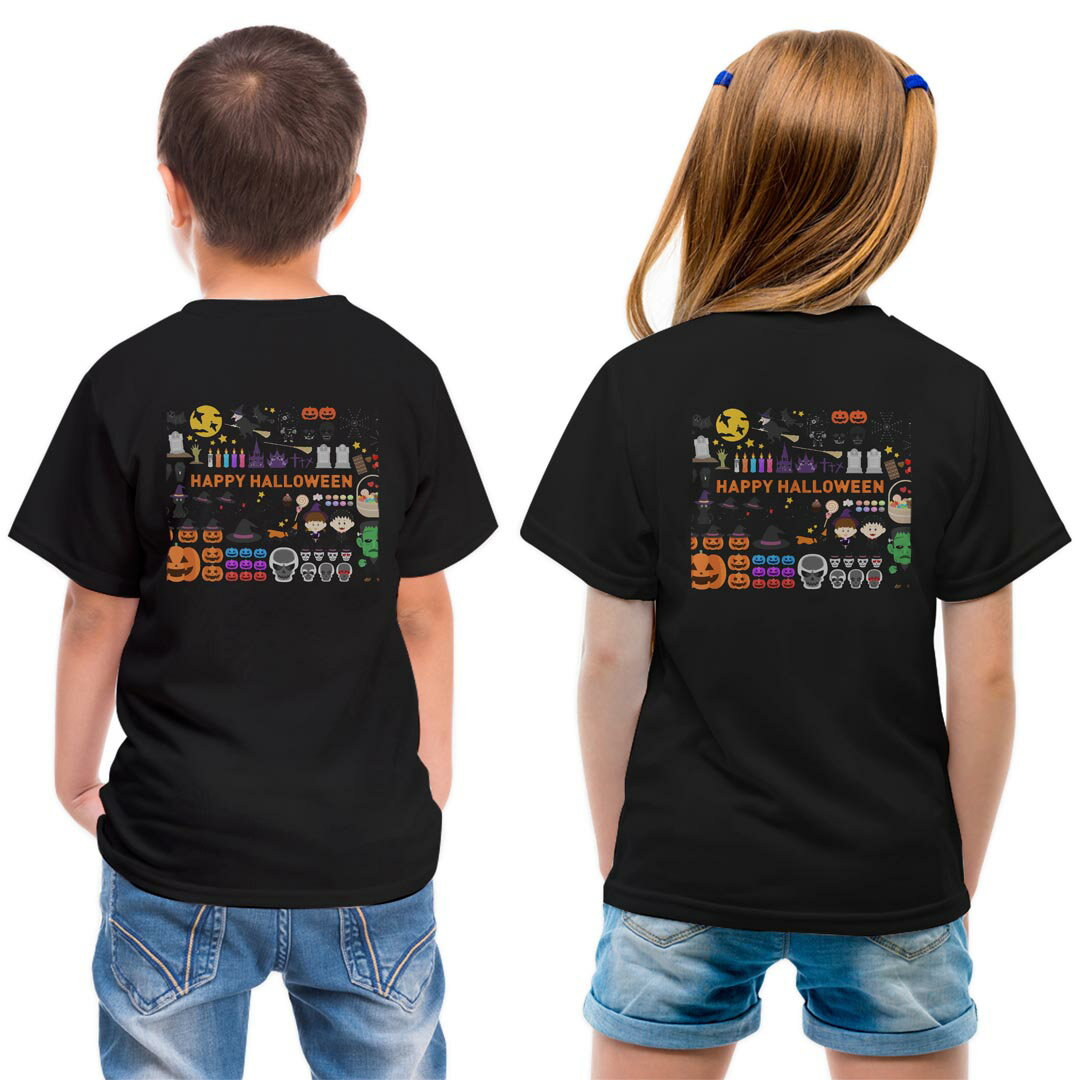 Other - tシャツ キッズ バックプリント 半袖 黒地 ブラック デザイン 90 100 110 120 130 140 150 Tシャツ ティーシャツ T shirt 015442 ハロウィン　おばけ