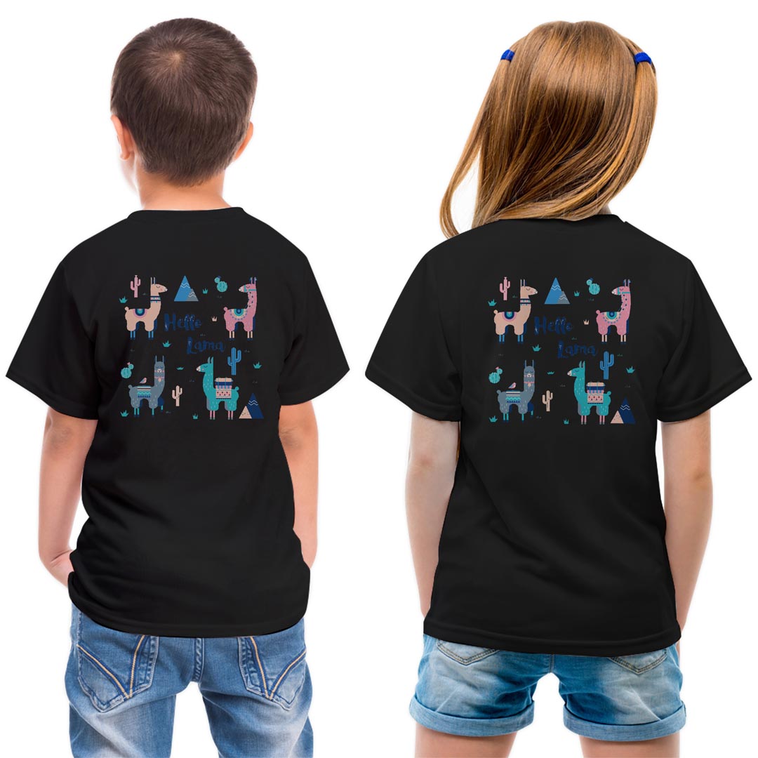 tシャツ キッズ バックプリント 半袖 黒地 ブラック デザイン 90 100 110 120 130 140 150 Tシャツ ティーシャツ T shirt 016366 アルパカ 英語
