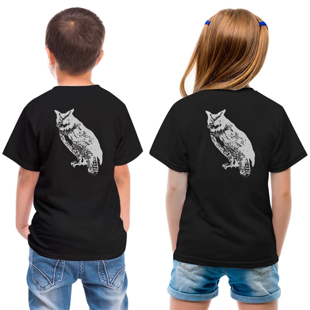 Rakuten - tシャツ キッズ バックプリント 半袖 黒地 ブラック デザイン 90 100 110 120 130 140 150 Tシャツ ティーシャツ T shirt 017483 リアル　フクロウ　鳥