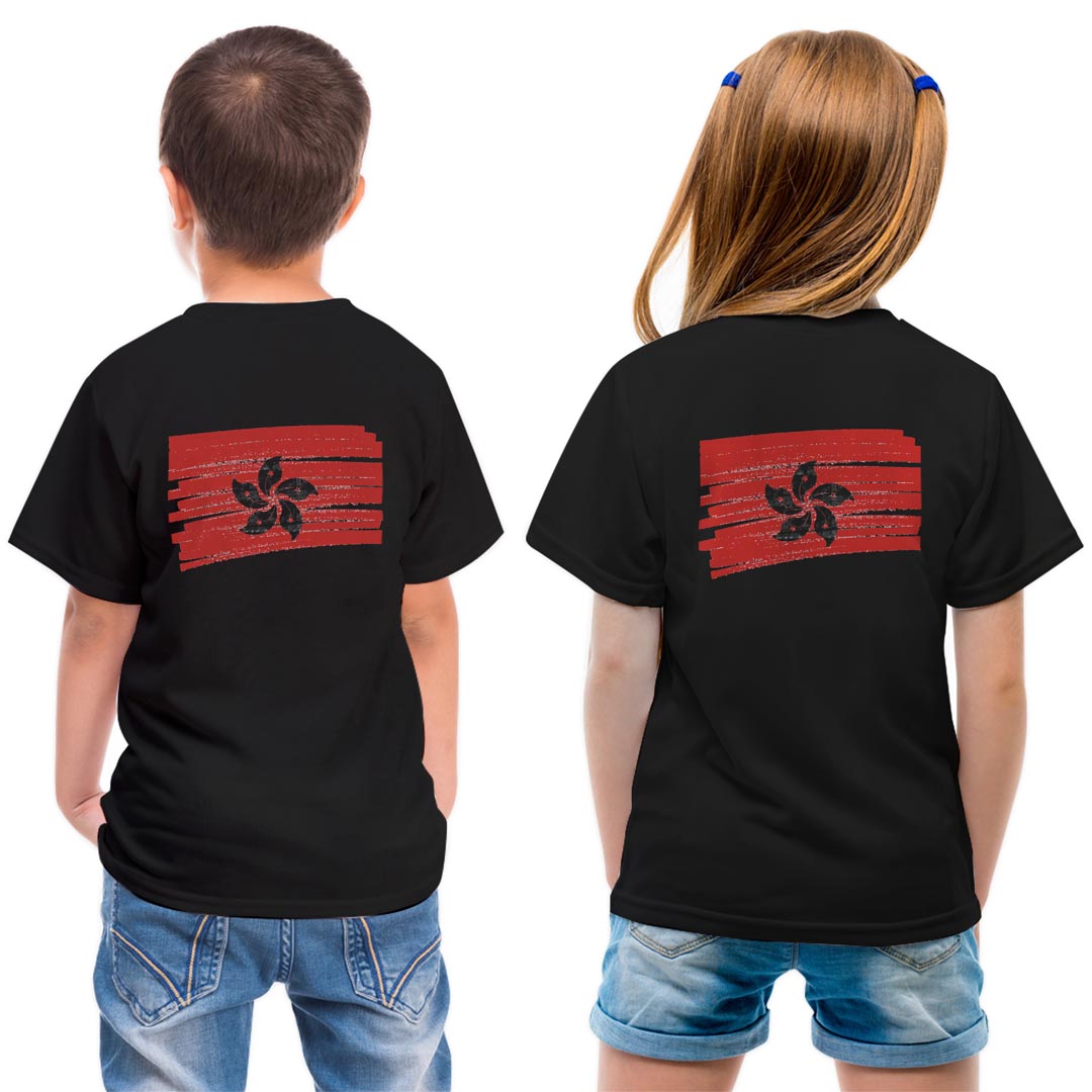 tシャツ キッズ バックプリント 半袖 黒地 ブラック デザイン 90 100 110 120 130 140 150 Tシャツ ティーシャツ T shirt 018467 hong-kong 香港