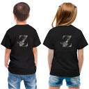 tシャツ キッズ バックプリント 半袖 黒地 ブラック デザイン 90 100 110 120 130 140 150 Tシャツ ティーシャツ T shirt 019170 文字 z アルファベット(4)