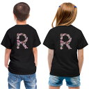 tシャツ キッズ バックプリント 半袖 黒地 ブラック デザイン 90 100 110 120 130 140 150 Tシャツ ティーシャツ T shirt 019506 文字 r アルファベット(4)