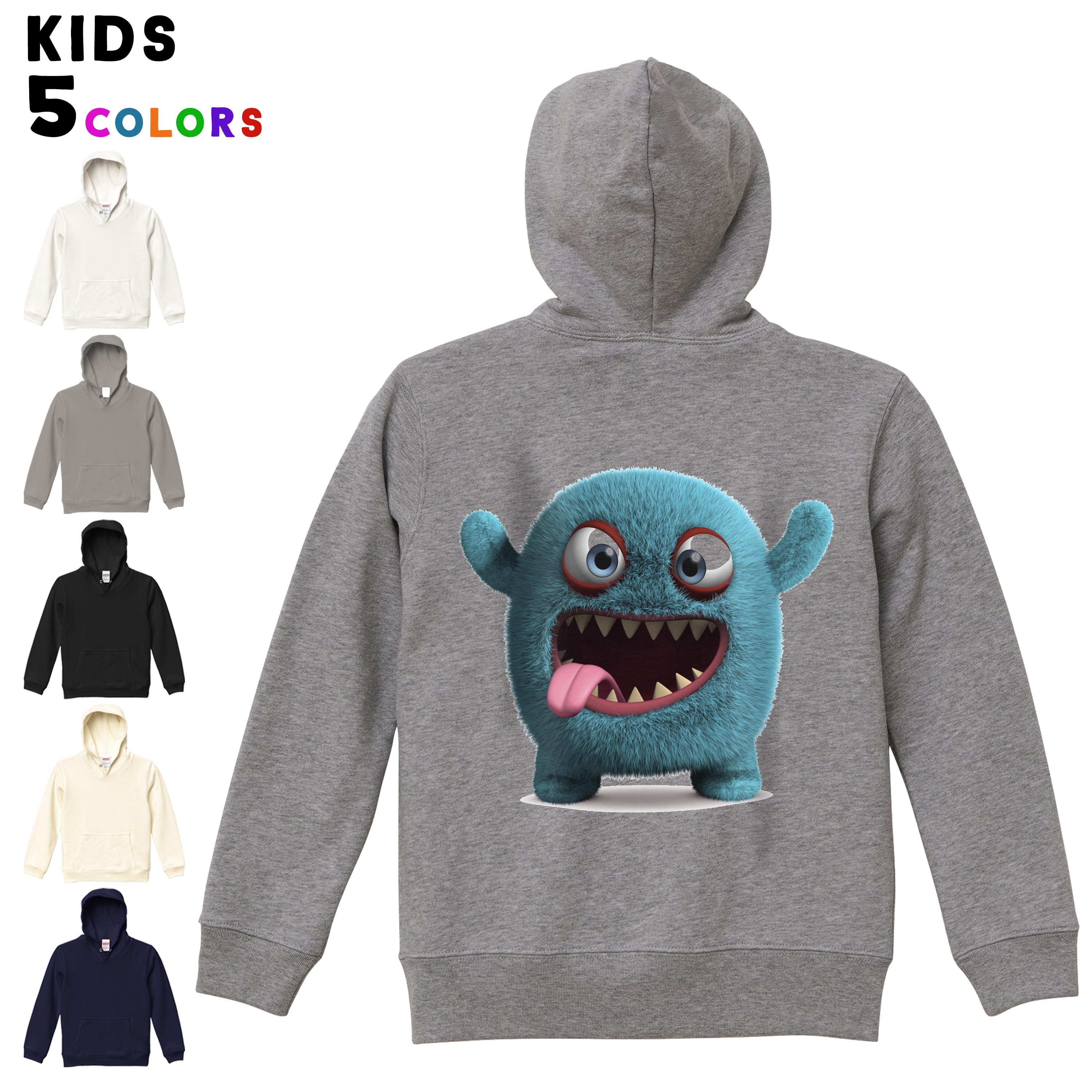選べる6カラー パーカー スウェット バックプリントキッズ 男女兼用 男の子 女の子 ユニセックス unisex 長袖 デザイン　リブ 110 130 150 parker sweat 003431 モンスター　キャラクター