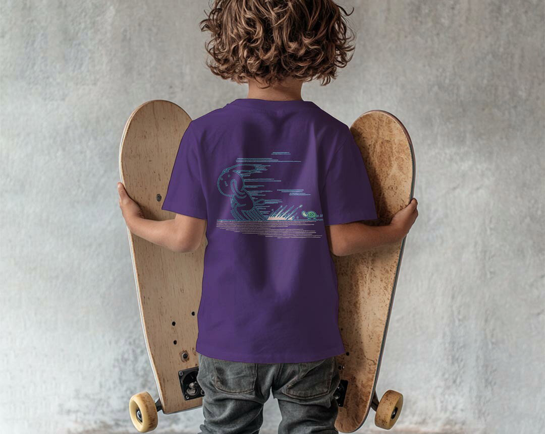 選べる18カラー Tシャツ キッズ 半袖 ホワイト グレー デザイン 90 100 110 120 130 140 150 160 Tシャツ ティーシャツ T shirt 008928 うさぎ　亀　イラスト