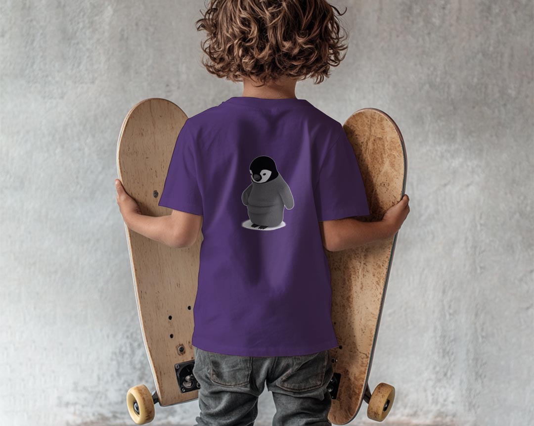 選べる18カラー Tシャツ キッズ 半袖 ホワイト グレー デザイン 90 100 110 120 130 140 150 160 Tシャツ ティーシャツ T shirt 015548 ペンギン　モノクロ - 2