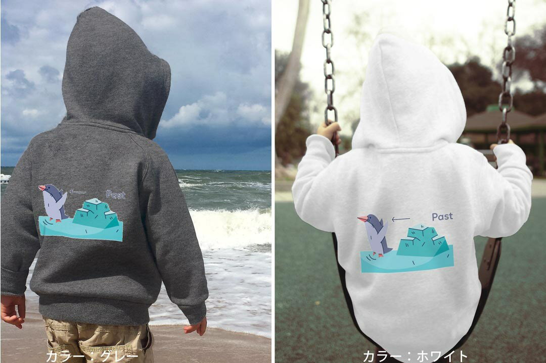 選べる3カラー パーカー スウェット バックプリントキッズ 男女兼用 男の子 女の子 ユニセックス unisex 長袖 デザイン リブ 110 130 150 parker sweat 035621 アニマル 動物 ペンギン 鳥