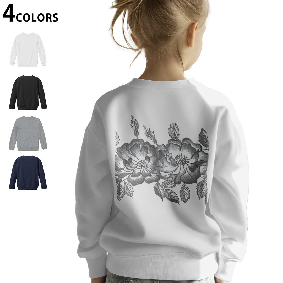 選べる3カラー バックプリント スウェットレーナー キッズ 男女兼用 男の子 女の子 ユニセックス unise..