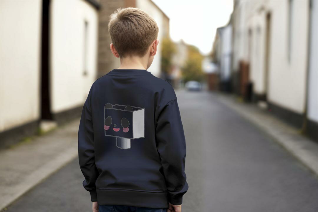 選べる3カラー バックプリント スウェットレーナー キッズ 男女兼用 男の子 女の子 ユニセックス unisex 長袖 デザイン リブ ホワイト ブラック 白 黒 グレー ネイビー 110 130 150 trainer sweat 007138 パンダ　キャラクター