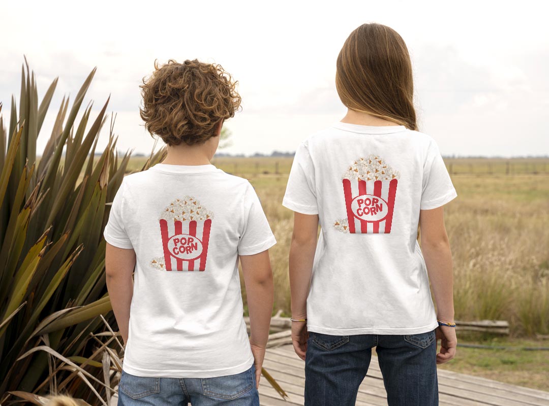 Tシャツ キッズ バックプリント 半袖 白地 デザイン 90 100 110 120 130 140 150 Tシャツ ティーシャツ T shirt 003406 食べ物　シンプル　赤　白