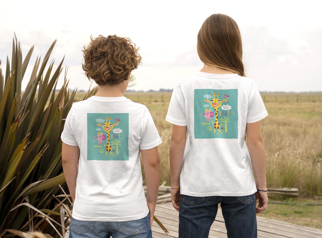 Tシャツ キッズ バックプリント 半袖 白地 デザイン 90 100 110 120 130 140 150 Tシャツ ティーシャツ T shirt 019016 イラスト アニマル キッズ