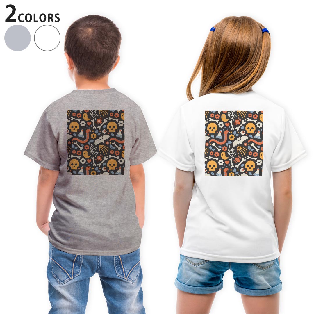 Tシャツ キッズ バックプリント 半袖 白地 デザイン 90 100 110 120 130 140 150 Tシャツ ティーシャツ T shirt 020108 ハロウィン Halloween