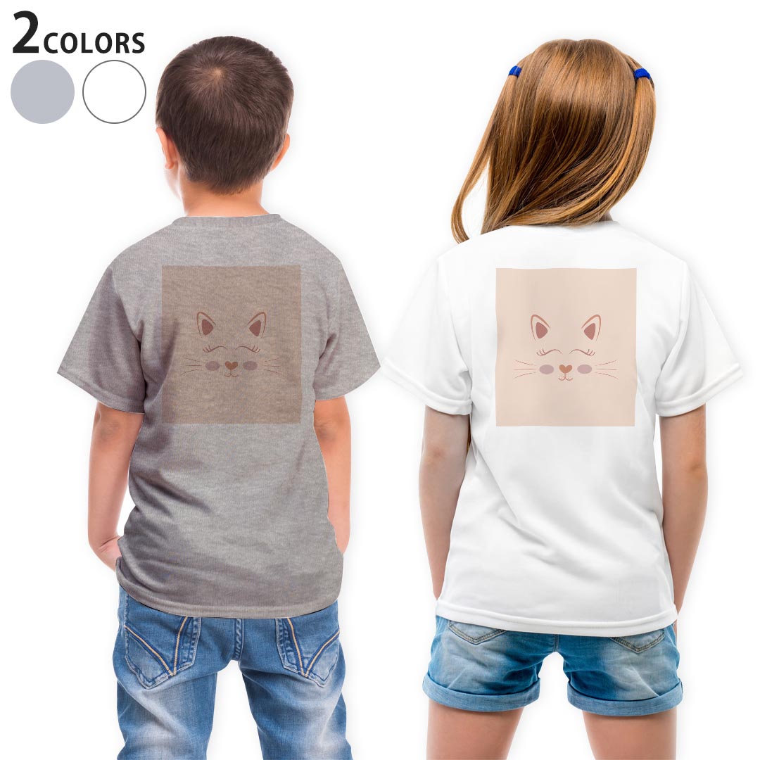 Tシャツ キッズ バックプリント 半袖 白地 デザイン 90 100 110 120 130 140 150 Tシャツ ティーシャツ T shirt 023090 猫　ねこ　動物　イラスト