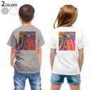 Tシャツ キッズ バックプリント 半袖 白地 デザイン 90 100 110 120 130 140 150 Tシャツ ティーシャツ T shirt 023592 カラフル レインボー 模様