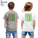 Tシャツ キッズ バックプリント 半袖 白地 デザイン 90 100 110 120 130 140 150 Tシャツ ティーシャツ T shirt 023915 花 フラワー チューリップ アイス