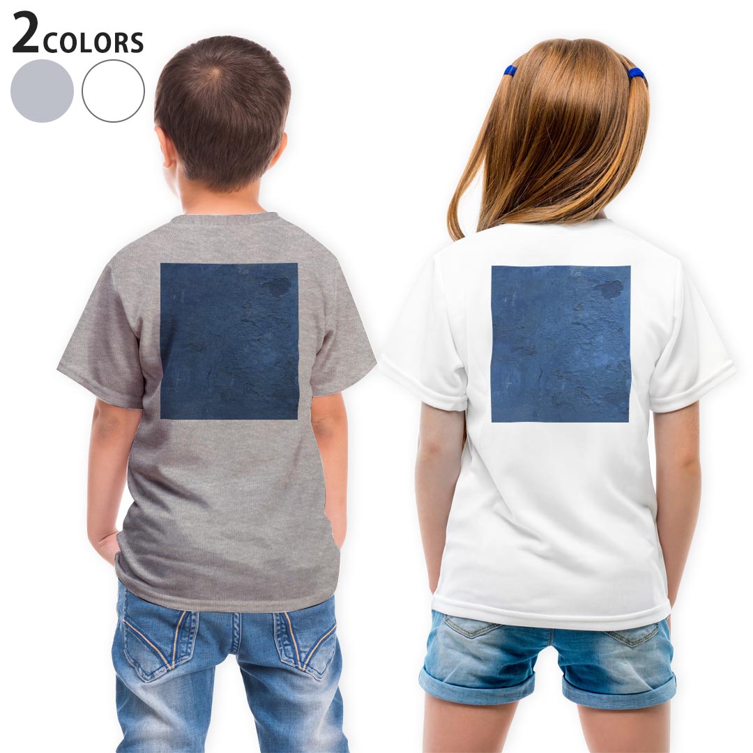 T-Shirts （Short Sleeve） - Tシャツ キッズ バックプリント 半袖 白地 デザイン 90 100 110 120 130 140 150 Tシャツ ティーシャツ T shirt 023944 青　漆喰