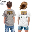 Tシャツ キッズ バックプリント 半袖 白地 デザイン 90 100 110 120 130 140 150 Tシャツ ティーシャツ T shirt 013558 お正月 門松 七福神