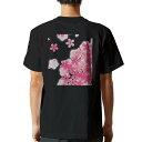 tシャツ メンズ 半袖 バックプリント ブラック デザイン XS S M L XL 2XL ティーシャツ T shirt 000257 桜 さくら ピンク(4)