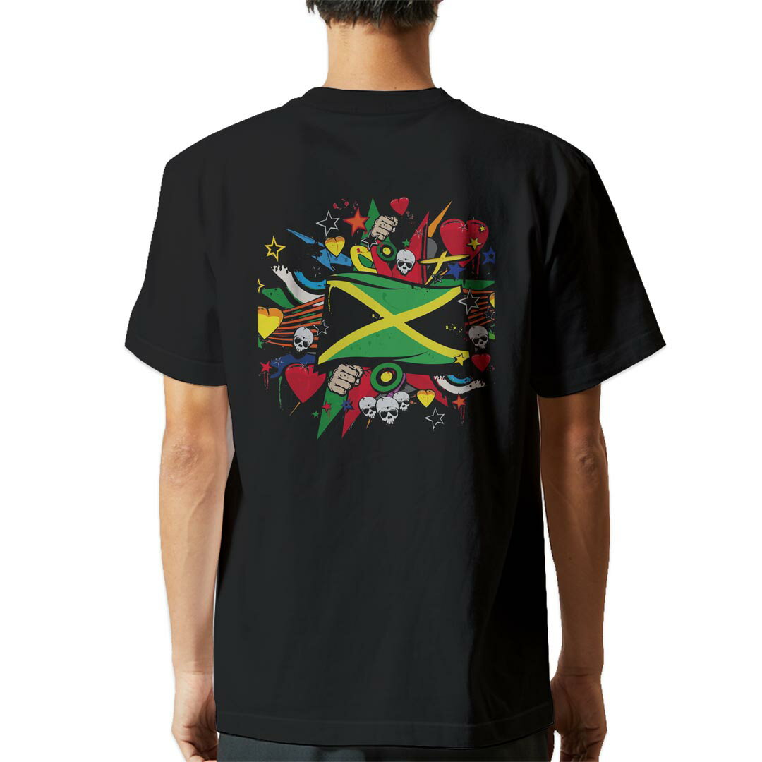 T-Shirts - tシャツ メンズ 半袖 バックプリント ブラック デザイン XS S M L XL 2XL ティーシャツ T shirt 000270 ジャマイカ　レゲエ　HIPHOP