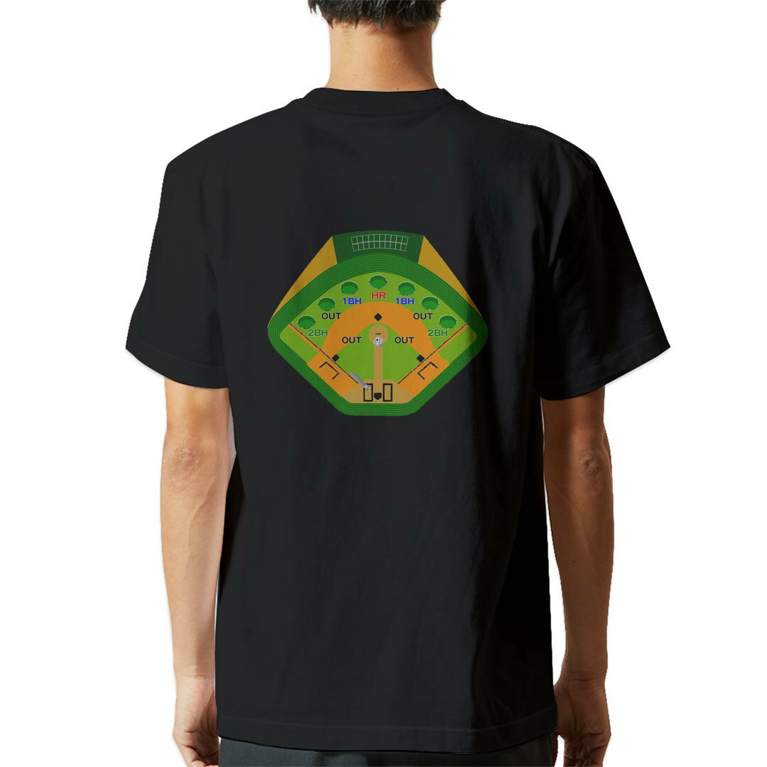 楽天kabeコレtシャツ メンズ 半袖 バックプリント ブラック デザイン XS S M L XL 2XL ティーシャツ T shirt 001132 野球　おもちゃ