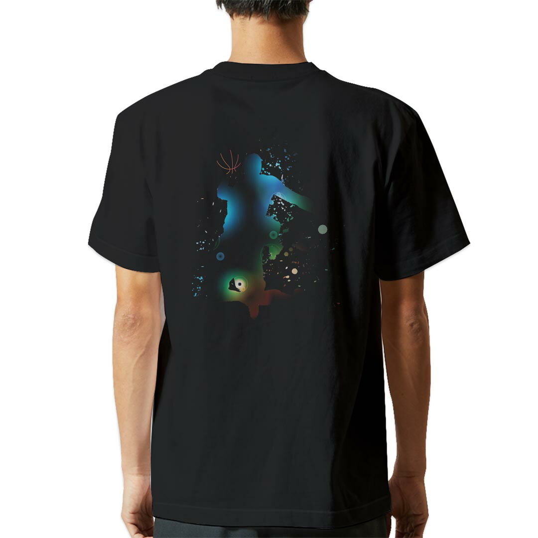 乐天商城 - tシャツ メンズ 半袖 バックプリント ブラック デザイン XS S M L XL 2XL ティーシャツ T shirt 001170 バスケットボール　ダンク