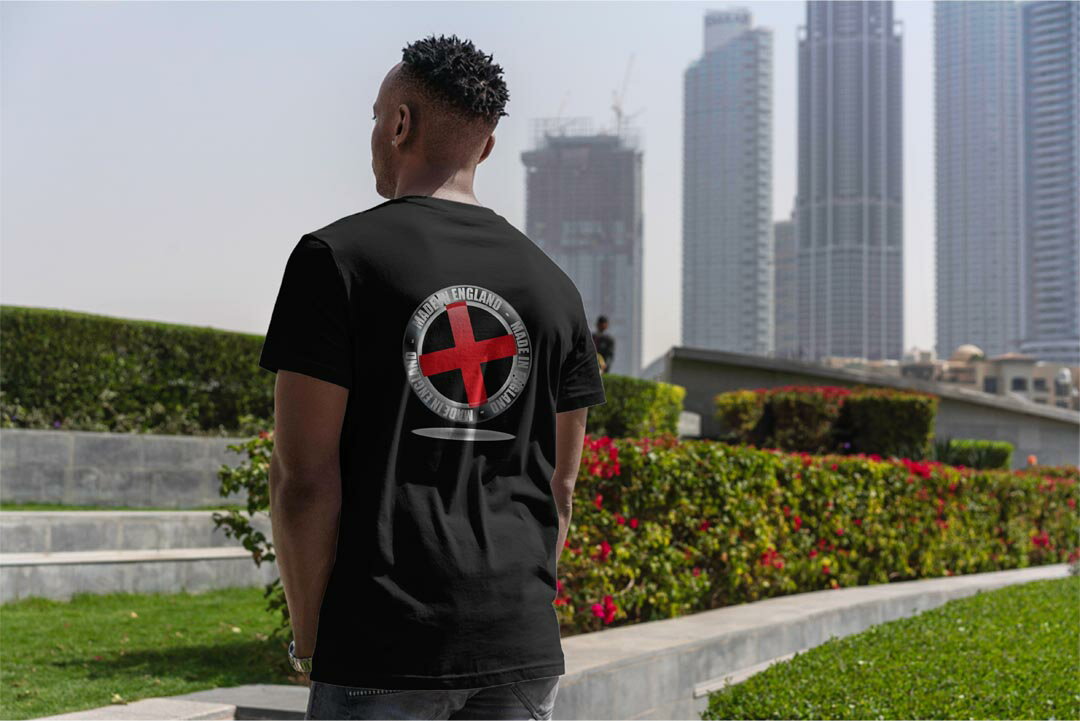 tシャツ メンズ 半袖 バックプリント ブラック デザイン XS S M L XL 2XL ティーシャツ T shirt 000928 イングランド　国旗