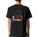 tシャツ メンズ 半袖 バックプリント ブラック デザイン XS S M L XL 2XL ティーシャツ T shirt 002788 果物 ハート 写真(4)