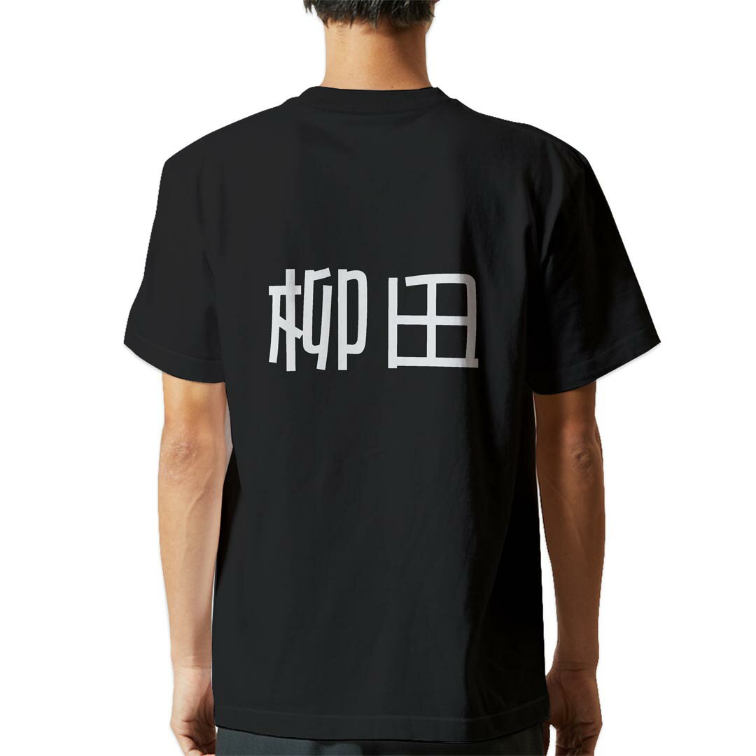 tシャツ メンズ 半袖 バックプリント ブラック デザイン XS S M L XL 2XL ティーシャツ T shirt 021885 苗字 名前 柳田