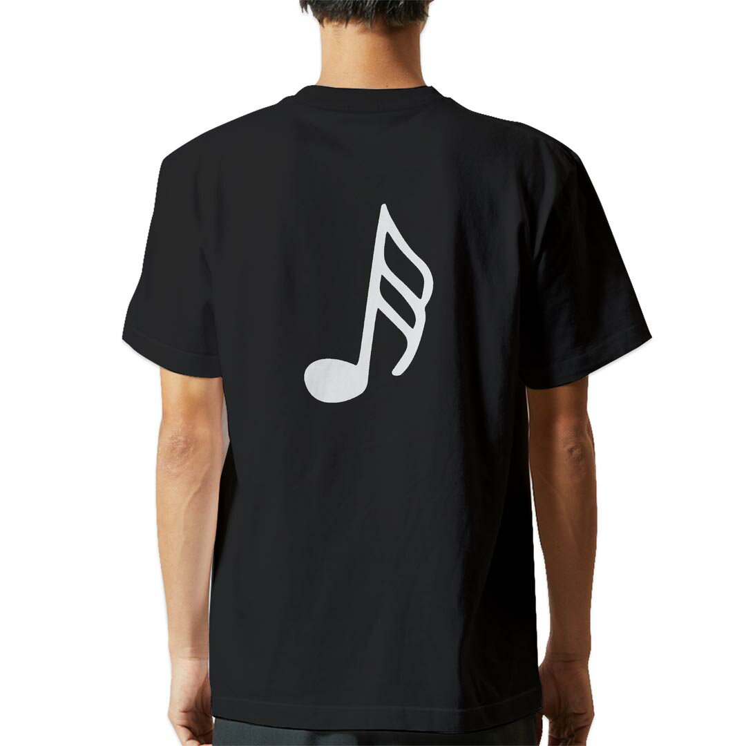 tシャツ メンズ 半袖 バックプリント ブラック デザイン XS S M L XL 2XL ティーシャツ T shirt 031905 音符 三十二分音符
