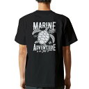 tシャツ メンズ 半袖 バックプリント ブラック デザイン XS S M L XL 2XL ティーシャツ T shirt 032264 亀 マリン