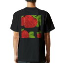 tシャツ メンズ 半袖 バックプリント ブラック デザイン XS S M L XL 2XL ティーシャツ T shirt 004235 苺 イラスト シンプル