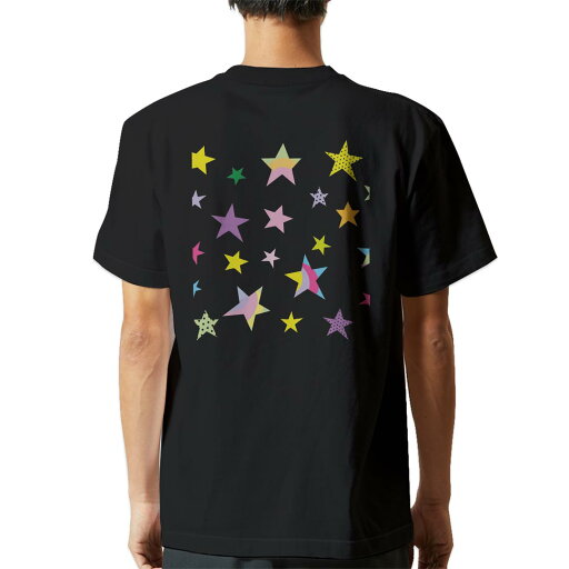 tシャツ メンズ 半袖 バックプリント ブラック デザイン XS S M L XL 2XL ティーシャツ T shirt 005668 星 カラフル 模様 tシャツ メンズ 半袖 バックプリント ブラック デザイン XS S M L XL 2XL ティーシャツ T shirt 005668 星 カラフル 模様