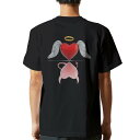 tシャツ メンズ 半袖 バックプリント ブラック デザイン XS S M L XL 2XL ティーシャツ T shirt 005670 ハート 天使 悪魔(4)