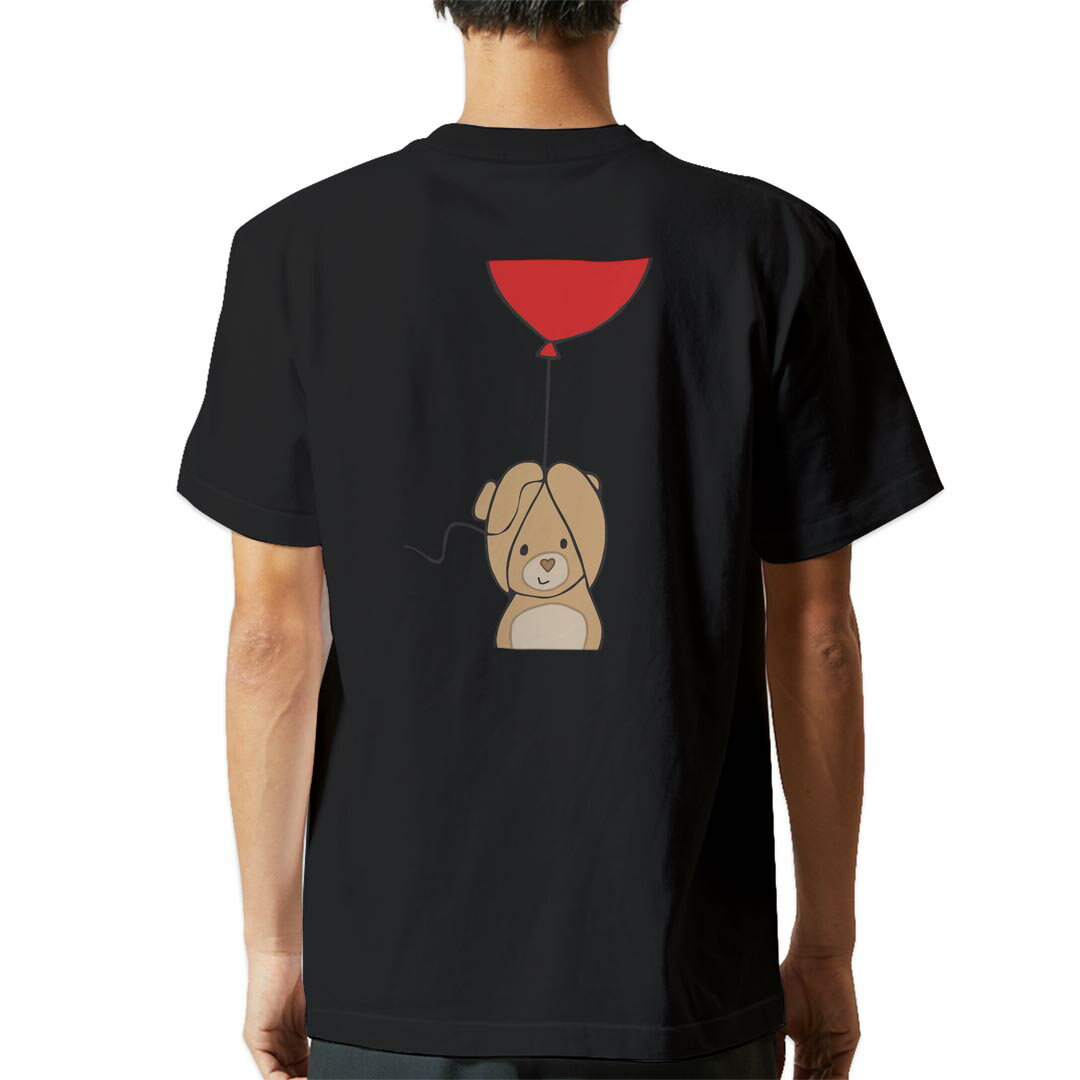 tシャツ メンズ 半袖 バックプリント ブラック デザイン XS S M L XL 2XL ティーシャツ T shirt 005736 ハート 熊 キャラクター