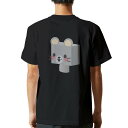 tシャツ メンズ 半袖 バックプリント ブラック デザイン XS S M L XL 2XL ティーシャツ T shirt 007139 ねずみ キャラクター