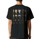 tシャツ メンズ 半袖 バックプリント ブラック デザイン XS S M L XL 2XL ティーシャツ T shirt 008860 イラスト ネコ 猫(4)