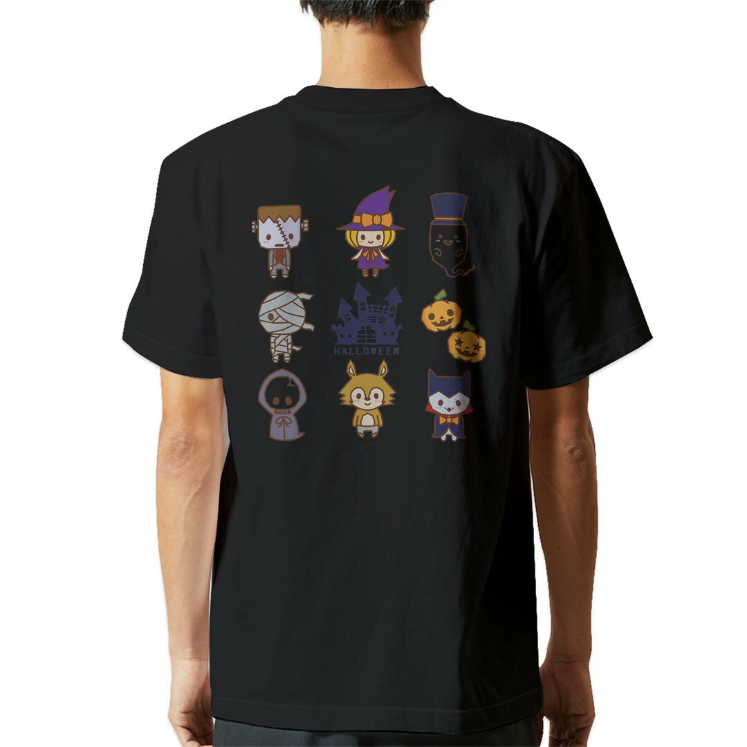 SUKA - tシャツ メンズ 半袖 バックプリント ブラック デザイン XS S M L XL 2XL ティーシャツ T shirt 009388 ハロウィン　キャラクター　英語