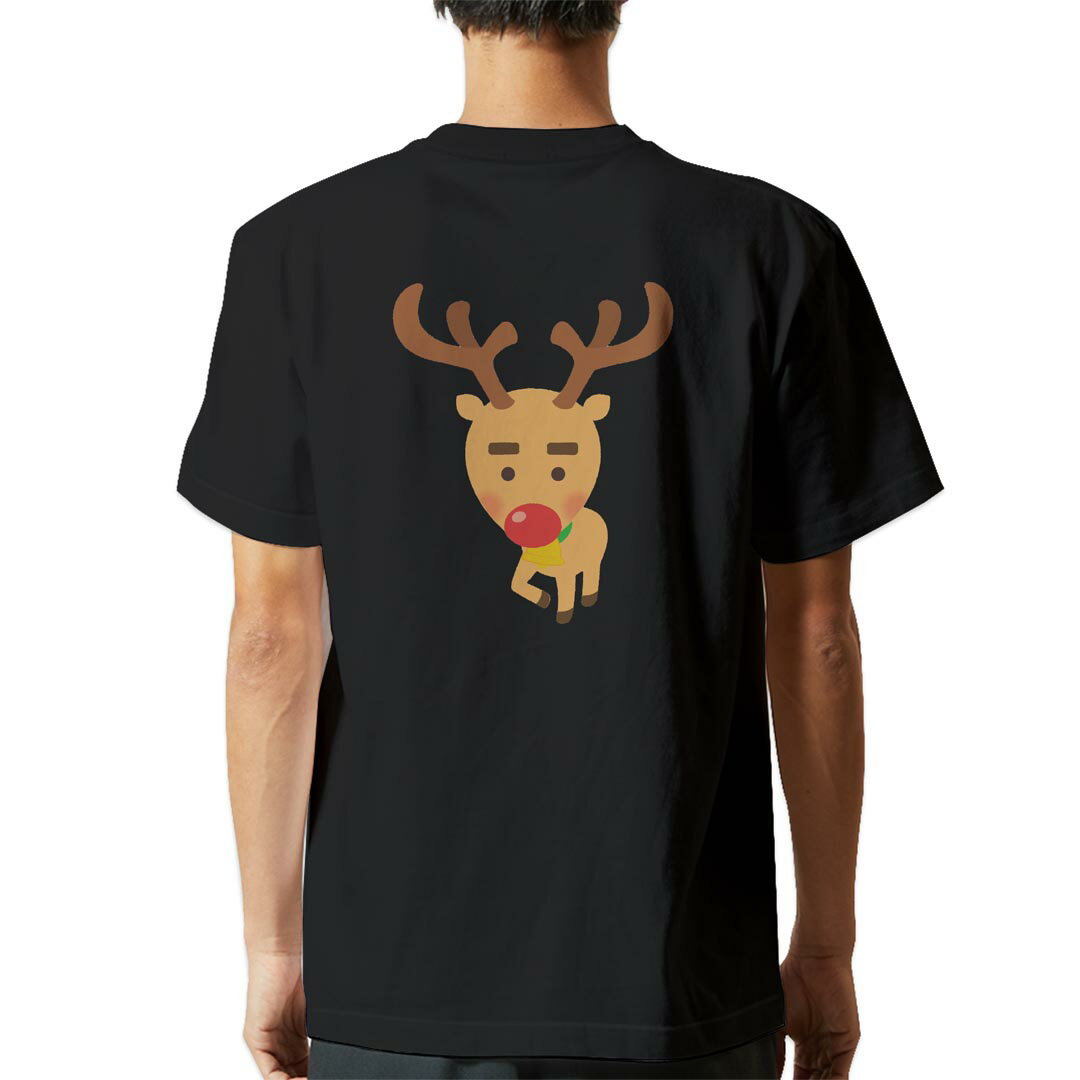Character - tシャツ メンズ 半袖 バックプリント ブラック デザイン XS S M L XL 2XL ティーシャツ T shirt 009414 冬　クリスマス　キャラクター