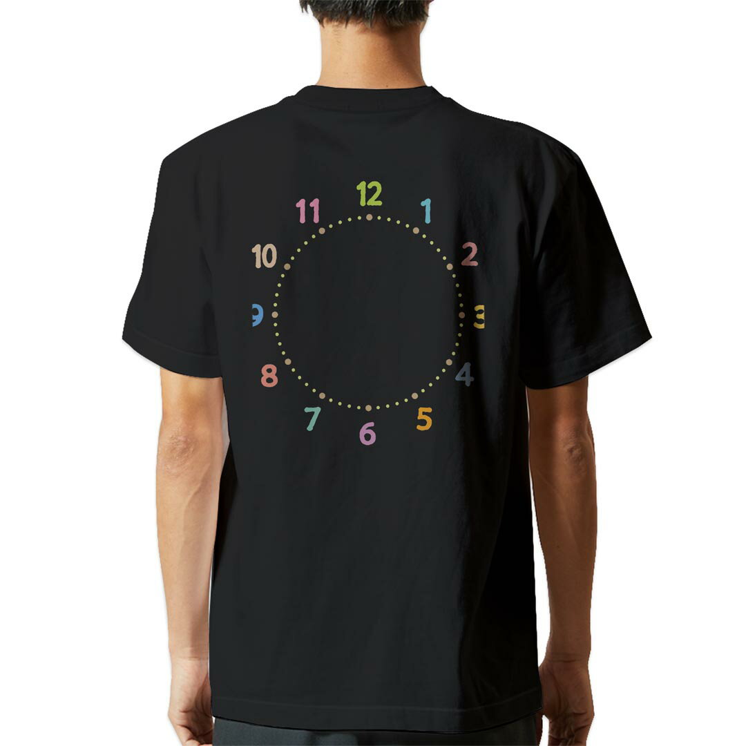 tシャツ メンズ 半袖 バックプリント ブラック デザイン XS S M L XL 2XL ティーシャツ T shirt 009482 時計　インテリア　カラフル