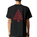tシャツ メンズ 半袖 バックプリント ブラック デザイン XS S M L XL 2XL ティーシャツ T shirt 009717 クリスマス ツリー 赤