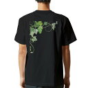 tシャツ メンズ 半袖 バックプリント ブラック デザイン XS S M L XL 2XL ティーシャツ T shirt 010077 植物 ぶどう 緑