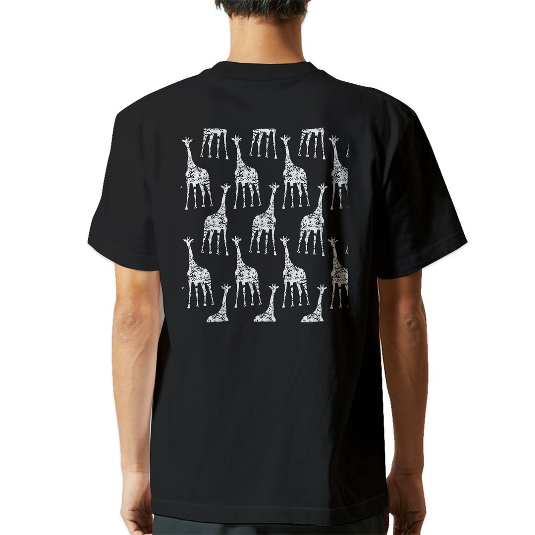 tシャツ メンズ 半袖 バックプリント ブラック デザイン XS S M L XL 2XL ティーシャツ T shirt 010519 キリン 動物 模様