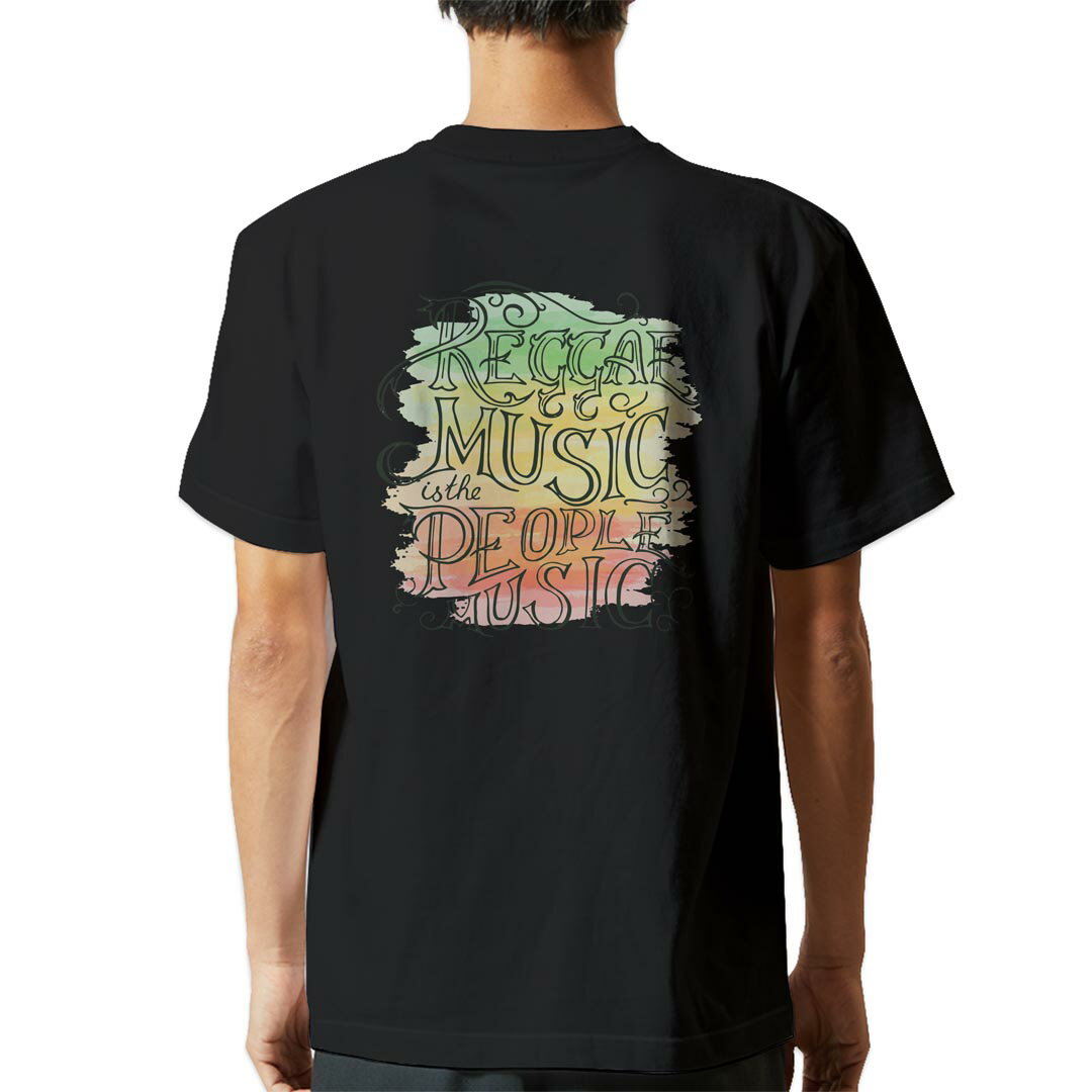 tシャツ メンズ 半袖 バックプリント ブラック デザイン XS S M L XL 2XL ティーシャツ T shirt 010898 レゲエ　音楽　英語