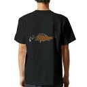 tシャツ メンズ 半袖 バックプリント ブラック デザイン XS S M L XL 2XL ティーシャツ T shirt 013187 鯉 魚 こいのぼり