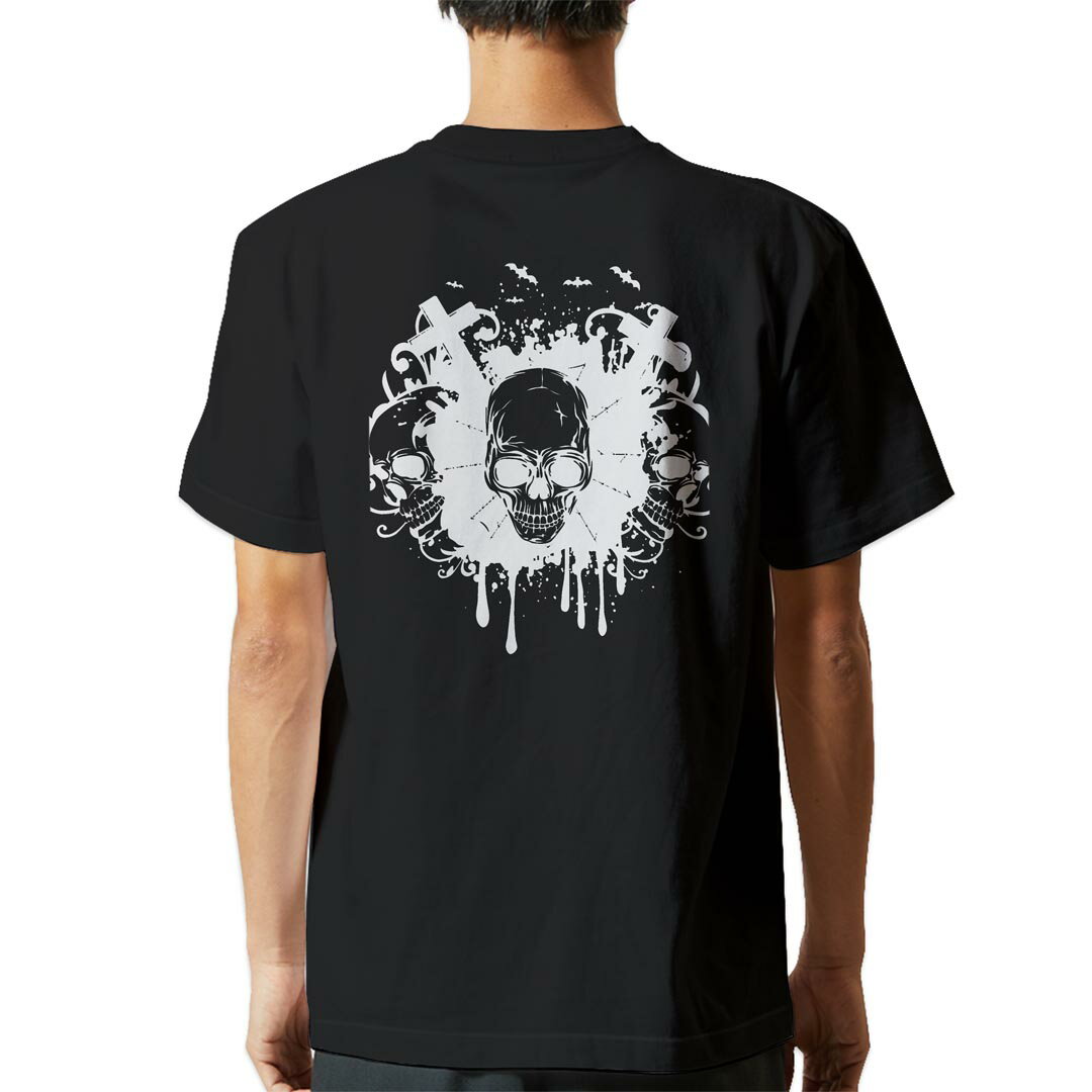 Other - tシャツ メンズ 半袖 バックプリント ブラック デザイン XS S M L XL 2XL ティーシャツ T shirt 013581 スカル　骸骨　ロック