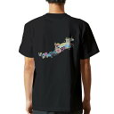 tシャツ メンズ 半袖 バックプリント ブラック デザイン XS S M L XL 2XL ティーシャツ T shirt 013610 花 ユニコーン カラフル(4)