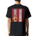 tシャツ メンズ 半袖 バックプリント ブラック デザイン XS S M L XL 2XL ティーシャツ T shirt 013628 お正月 紅白 門松