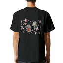 tシャツ メンズ 半袖 バックプリント ブラック デザイン XS S M L XL 2XL ティーシャツ T shirt 015263 春 桜 ランドセル 入学式 こども