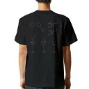 tシャツ メンズ 半袖 バックプリント ブラック デザイン XS S M L XL 2XL ティーシャツ T shirt 015284 ワイン 飲み物 お酒 グラス 手書き 絵