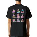 tシャツ メンズ 半袖 バックプリント ブラック デザイン XS S M L XL 2XL ティーシャツ T shirt 015304 イースター たまご うさぎ ケーキ パステル